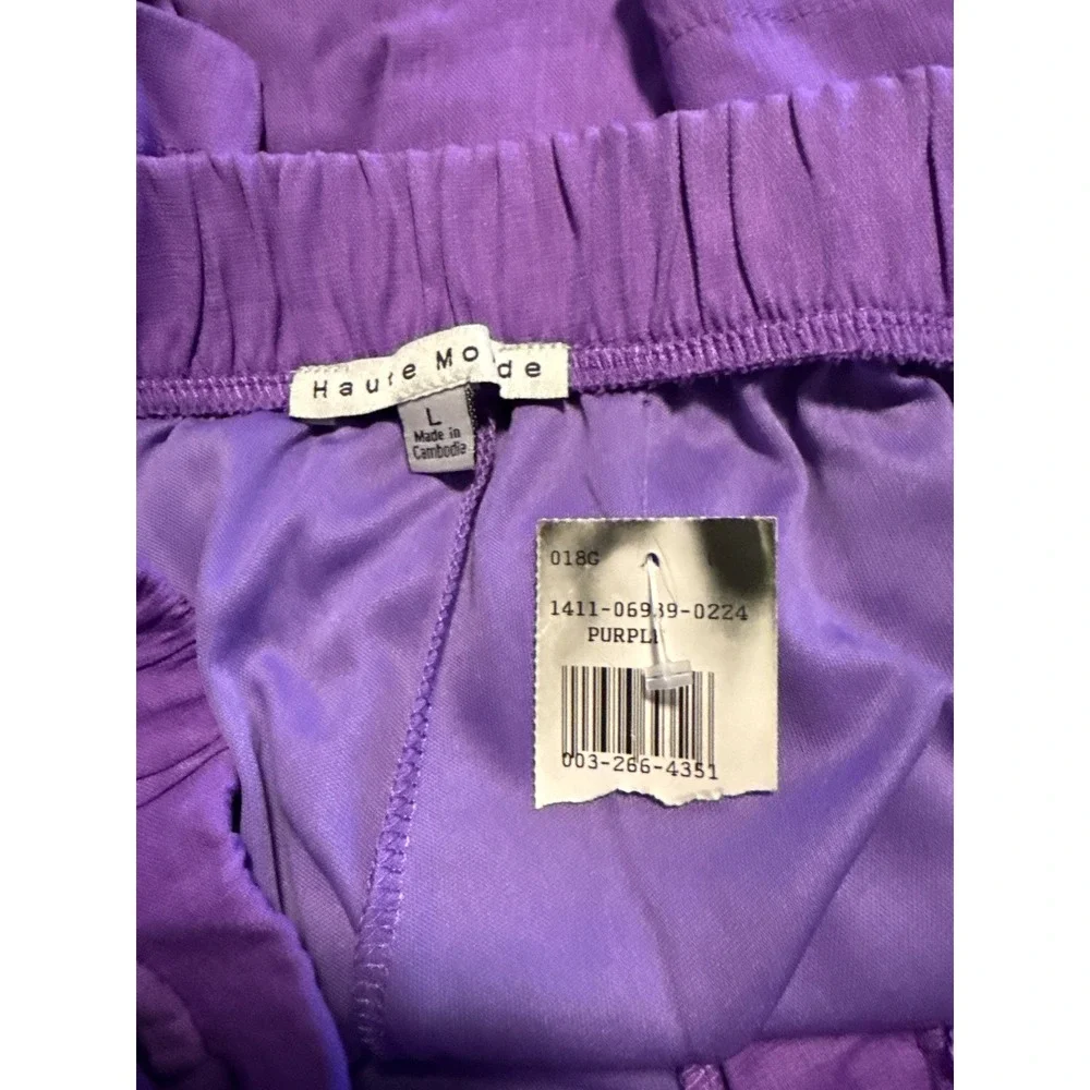 Haute Monde Women's Purple Sz L Pleated Skorts Summer Preppy Academia Beachy Y2K